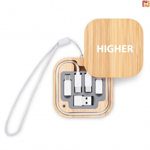 Square 5 in 1 Bamboo 60W Fast Charging Cable-HPGG80364