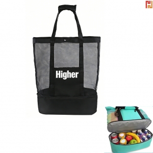 Custom Mesh Beach Tote Bag with Wet & Dry Compartment-HPGG80459