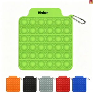 Square Silicone Pop It Fidget Toy With Carabiner-JD14