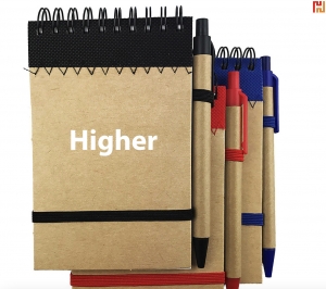 Sustainable Recycled Kraft Spiral Notepad with Pen Loop-HPGG80169