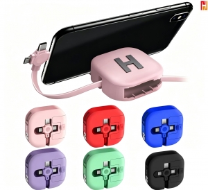 3 in 1 Retractable Multi Charging Cable with Storage Case-Hi-Asa1008