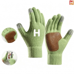 Touch‑Screen Knit Gloves with PU Palm Patch-Hi-Jinny1005