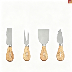 4 Piece Wooden Handle Stainless Steel Cheese Knife Set-Hi-Ada1004