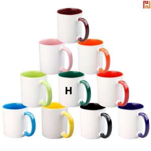 Ceramic Coffee Cup with Colored Handle-Hi-Ruka1009