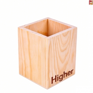 Wooden Square Pen Holder-Hi-Ruka1011
